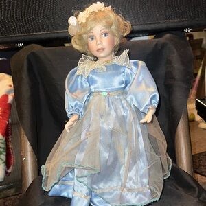 Elegant Blue and Cream Doll by Source Unknown